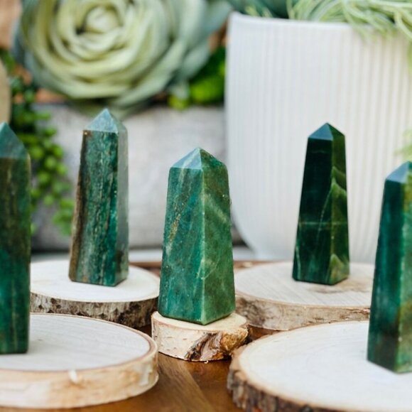 Nephrite Jade Small Obelisks Green Luck Crystal Point Tower Polished Gemstone - Picture 14 of 16